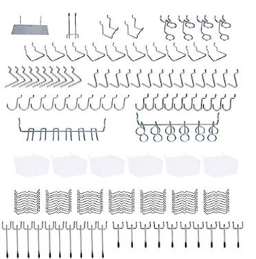 Rawall RW63449 Pegboard Hooks Assortment, Pegboard Tool Utility Hooks for 1/8 and 1/4 inch Pegboard Organizer Kit with Bins, Peg Locks, Peg Set for Organizing Various Tools | 160 Pieces