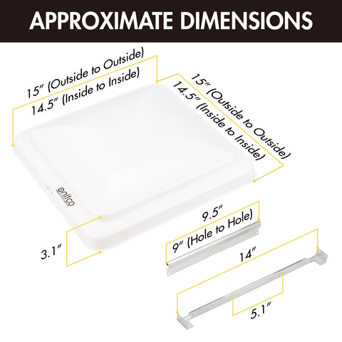 ONLTCO LT-RV002 Rv Roof Vent Cover Replacement | 14 x 14 White Vent Lid | 2 Pack