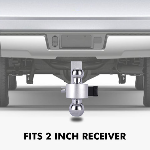 ONLTCO ON30555 Aluminum 6" Adjustable Ball Mount Hitch |  2" & 2-5/16" Chrome Steel Dual Balls | Silver