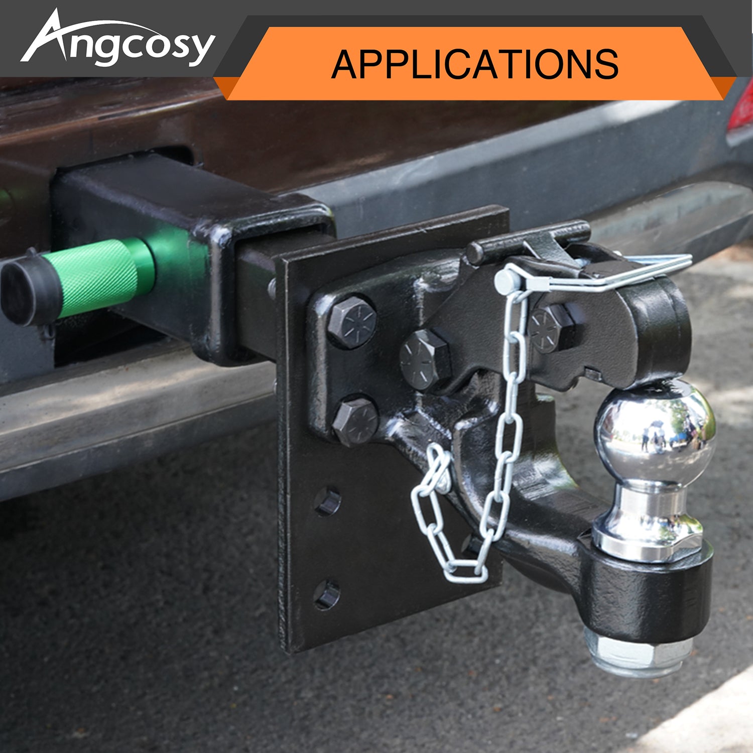 ANGCOSY Pintle Hook Mount for 2 Hitch Receiver ｜ 9-Inch Length