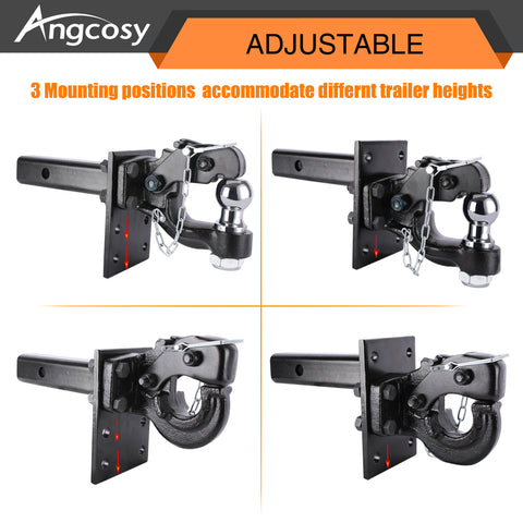 ANGCOSY Pintle Hook Mount for 2" Hitch Receiver ｜ 9-Inch Length | Black